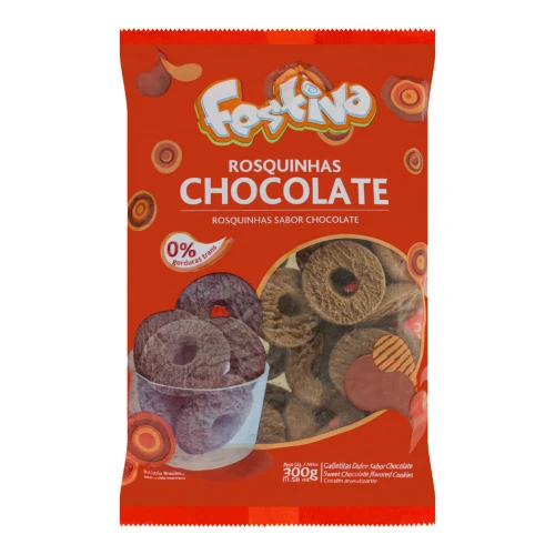 BISCOITO ROSQUINHA CHOCOLATE FESTIVA PACOTE 300G