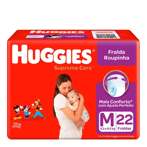 FRALDA HUGGIES SUPREME CARE ROUPINHA JUMBO M 22 UNIDADES