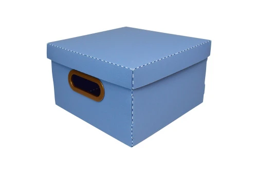 CAIXA ORGANIZADORA COM TAMPA LINHO AZUL 15X25CM