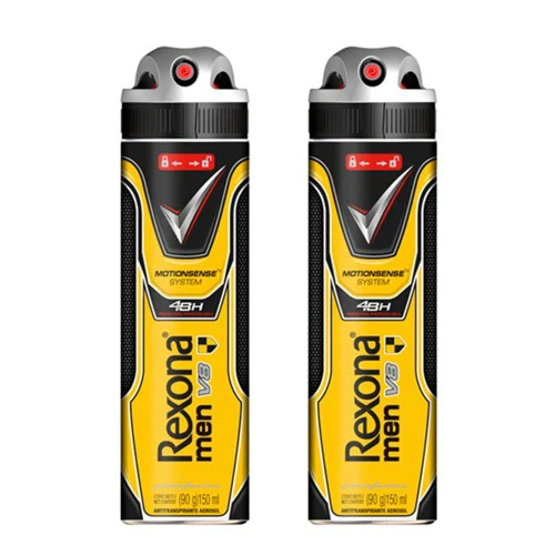 DESODORANTE REXONA AEROSOL V8 MASCULINO 90G 2 UNIDADES