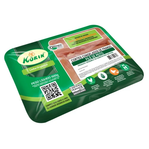 FILÉ DE PEITO DE FRANGO ORGÂNICO CONGELADO KORIN BANDEJA 600G