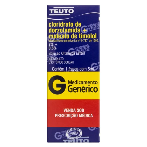 CLORIDRATO DE DORZOLAMIDA MALEATO DE TIMOLOL TEUTO CAIXA 5ML SOLUÇÃO OFTÁLMICA