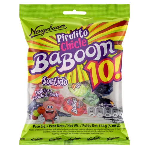 PIRULITO SORTIDO NEUGEBAUER BABOOM 10 PACOTE 144G