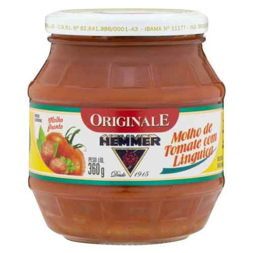 MOLHO DE TOMATE COM LINGUIÇA HEMMER ORIGINALE VIDRO 360G