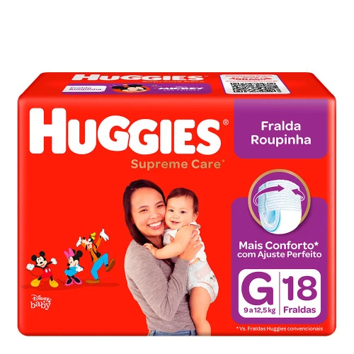 FRALDA HUGGIES SUPREME CARE ROUPINHA JUMBO G 18 UNIDADES