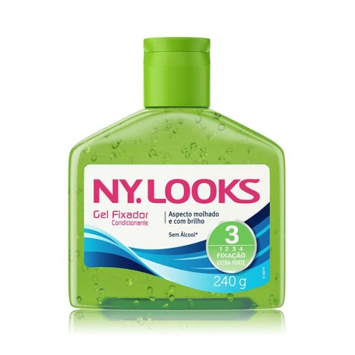 GEL FIXADOR NY LOOKS VERDE FORTE FIXAÇÃO 240G