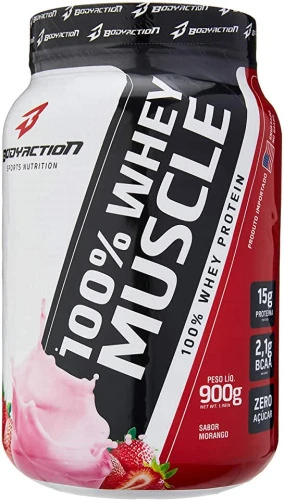 100% WHEY MUSCLE (900G) SABOR MORANGO BODY ACTION