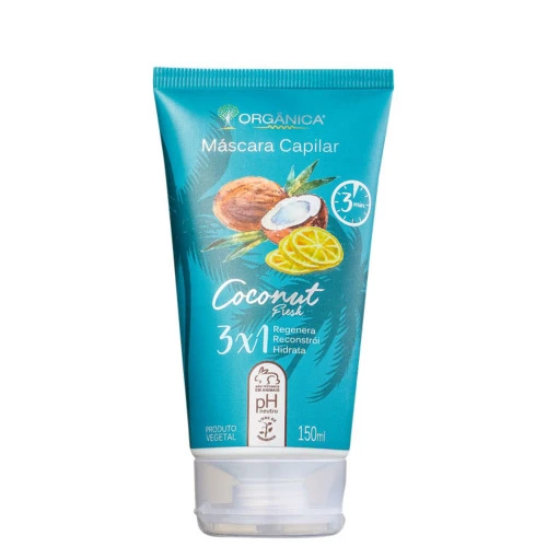 MÁSCARA DE TRATAMENTO 3 EM 1 ORGÂNICA COCONUT FRESH BISNAGA 150ML