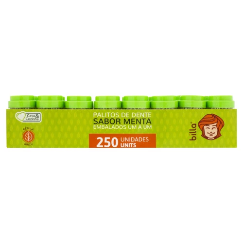 PACK PALITO DE DENTE MENTA BILLA FRASCO 16 UNIDADES