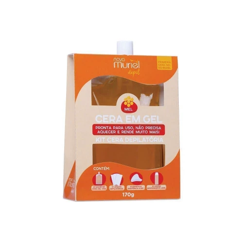 MURIEL KIT CERA DEPILATÓRIA GEL POUCHE MEL 170G