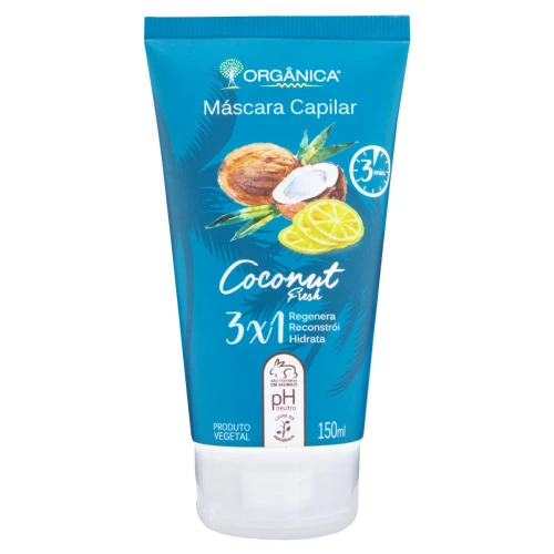 MÁSCARA DE TRATAMENTO 3 EM 1 ORGÂNICA COCONUT FRESH BISNAGA 150ML