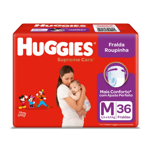 FRALDA HUGGIES SUPREME CARE ROUPINHA M PACOTE 36 UNIDADES