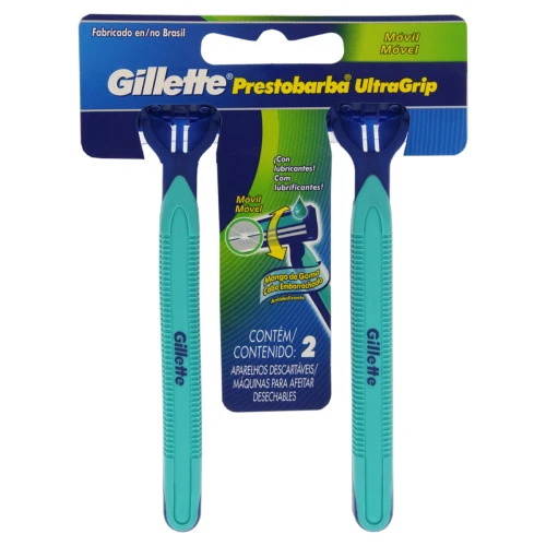 APARELHO DESCARTÁVEL PARA BARBEAR MÓVEL GILLETTE PRESTOBARBA ULTRAGRIP 2 UNIDADES