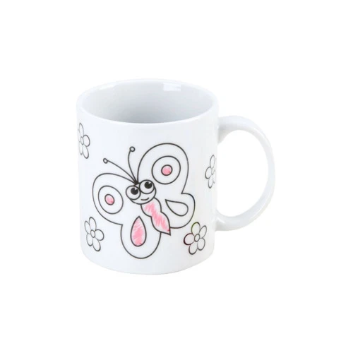 CANECA PORCELANA BORBOLETA PARA PIN COM CANETINHA