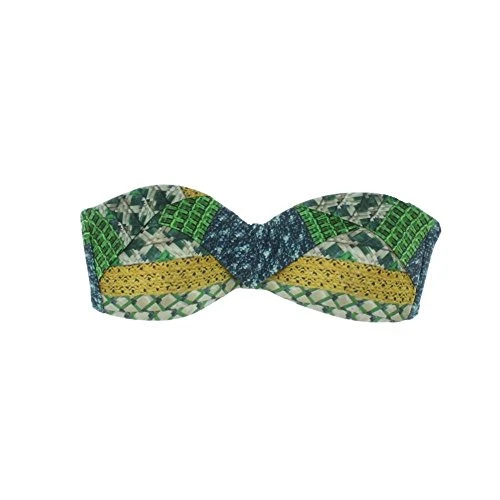 ÁGUA DE COCO WOMENS PRINTED BASKETWEAVE SWIM TOP SEPARATES GREEN M