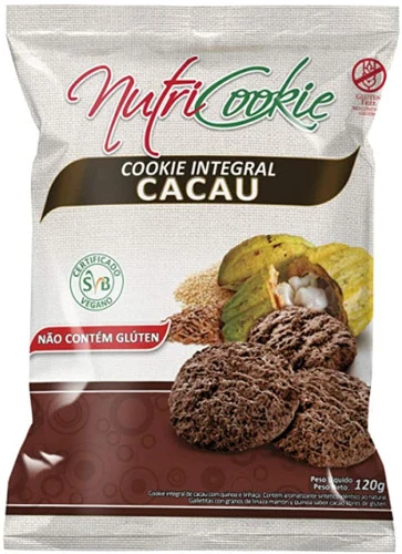 COOKIE INTEGRAL SEM GLÚTEN SABOR CACAU NUTRIPLENO 120G