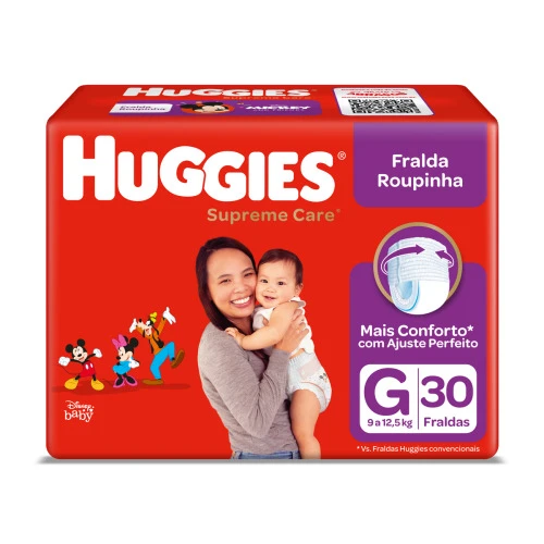 FRALDA HUGGIES SUPREME CARE ROUPINHA G PACOTE 30 UNIDADES