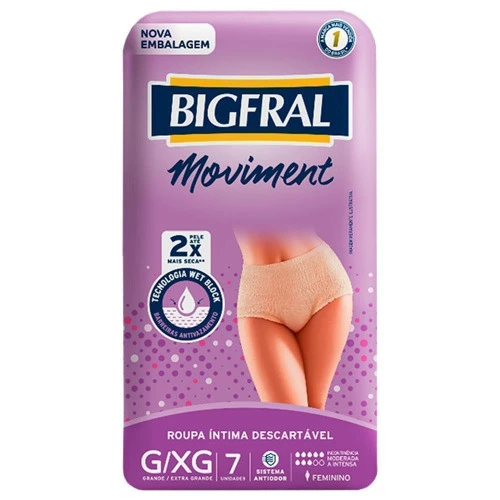 ROUPA ÍNTIMA BIGFRAL MOVIMENT G/XG - 7 UNIDADES