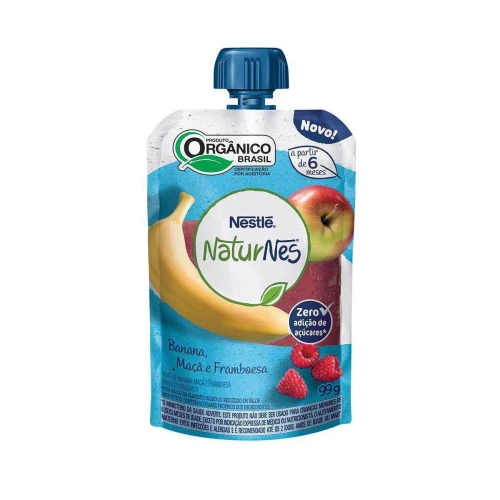 PURÊ ORGÂNICO NESTLÉ NATURNES BANANA, MAÇÃ E FRAMBOESA 99G
