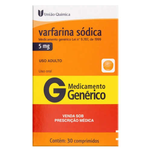 VARFARINA SÁDICA 5MG UNIÃO QUÍMICA CAIXA 30 COMPRIMIDOS