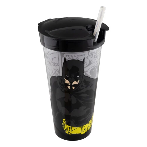 COPO COM CANUDO 2 EM 1 BATMAN 540ML PLASÁTIL