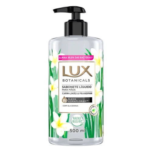 SABONETE LÍQUIDO PARA AS MÇÕS CAPIM LIMÃO FRANGIPANI LUX BOTANICALS FRASCO 500ML