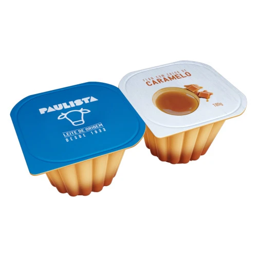 SOBREMESA LÁCTEA FLAN BAUNILHA CALDA CARAMELO PAULISTA BANDEJA 180G 2 UNIDADES