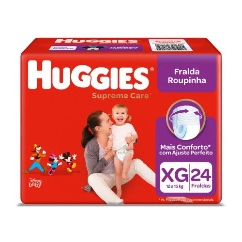 FRALDA HUGGIES SUPREME CARE ROUPINHA XG PACOTE 24 UNIDADES