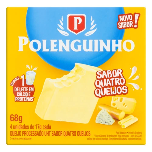 QUEIJO PROCESSADO UHT QUATRO QUEIJOS POLENGUINHO 68G 4 UNIDADES