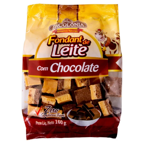 FONDANT DE LEITE COM CHOCOLATE DACOLÔNIA PACOTE 160G