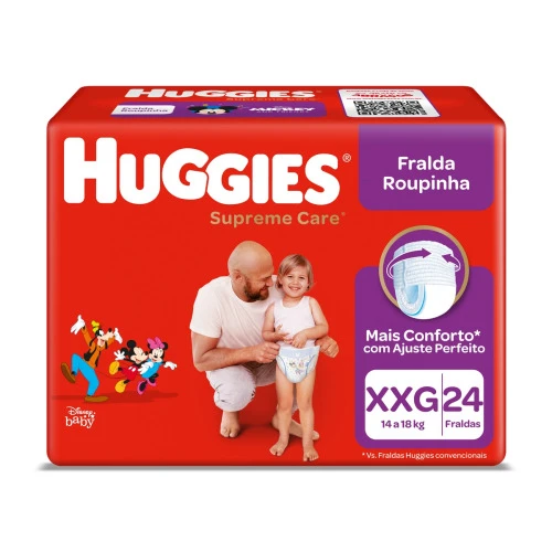 FRALDA HUGGIES SUPREME CARE ROUPINHA XXG PACOTE 24 UNIDADES