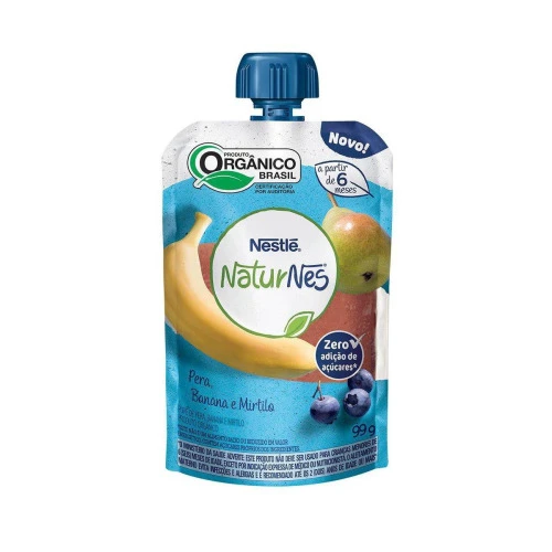PURÊ ORGÂNICO NESTLÉ NATURNES PERA, BANANA E MIRTILO 99G