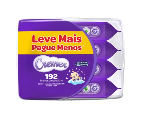 PACK TOALHA UMEDECIDA CREMER PACOTE 4 UNIDADES LEVE MAIS PAGUE MENOS