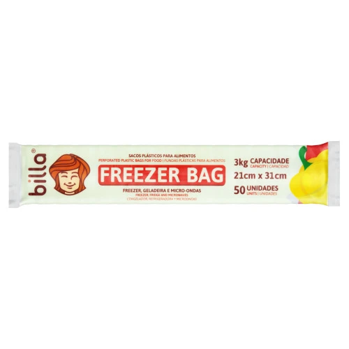 SACO PLÁSTICO FREEZER BAG 3KG BILLA 50 UNIDADES