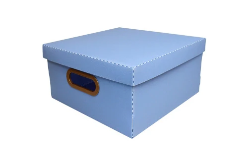 CAIXA ORGANIZADORA COM TAMPA LINHO AZUL 15X29CM