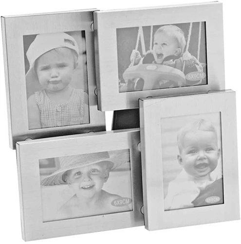 PORTA RETRATO DE ALUMINIUM NATURAL 4 FOTOS 6 X 9 CM