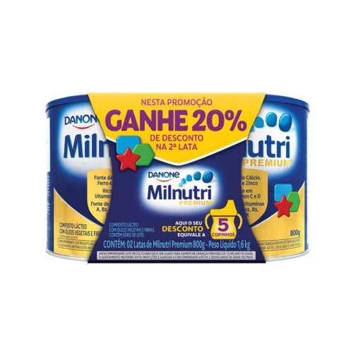 KIT COMPOSTO LACTEO MILNUTRI PREMIUM 800G 2 UNIDADES
