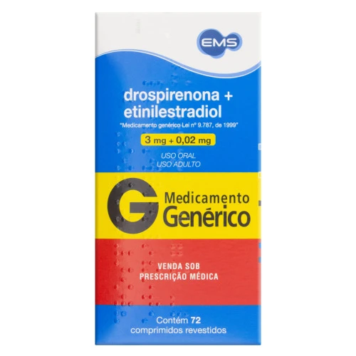 DROSPIRENONA ETINILESTRADIOL EMS CAIXA 72 COMPRIMIDOS REVESTIDOS