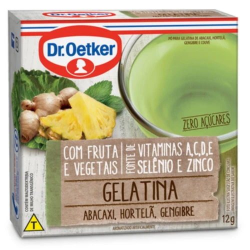 GELATINA EM PÓ SABOR ABACAXI, HORTELÃ, GENGIBRE DR.OETKER 12G