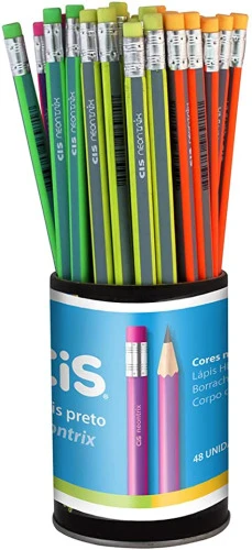LÁPIS PRETO HB Nº2 NEONTRIX (CORPO COR NEON) CIS 34 1303 POTE COM 48 UNIDADES