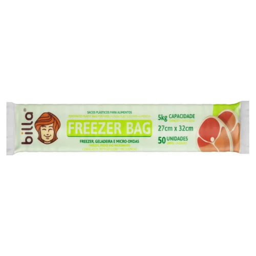 SACO PLÁSTICO FREEZER BAG 5KG BILLA 50 UNIDADES