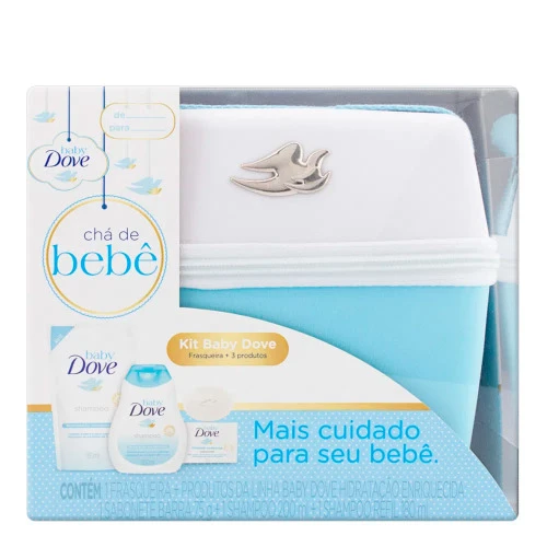 KIT DOVE BABY HIDRATAÇÃO ENRIQUECIDA FRASQUEIRA AZUL  SHAMPOO  REFIL  SABONETE EM BARRA