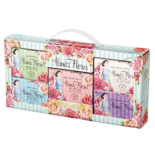 ESTOJO SABONETE ALMA DE FLORES 650G COM 5 UNIDADES
