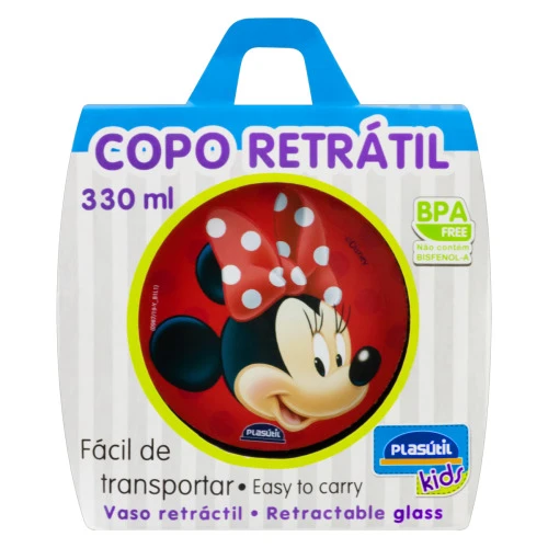 COPO RETRÁTIL MINNIE 330ML PLASÁTIL KIDS