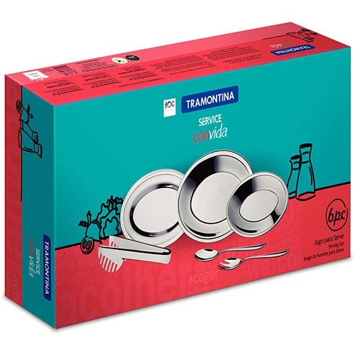 JOGO DE AÇO INOX PARA SERVIR SERVICE 6 PEÇAS TRAMONTINA