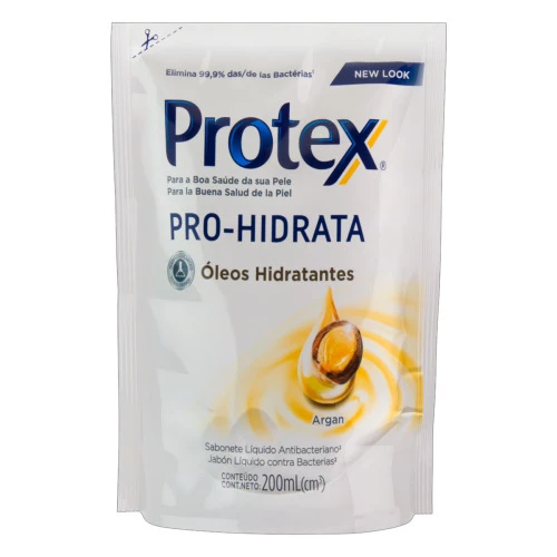 SABONETE LÍQUIDO ANTIBACTERIANO ARGAN PROTEX PRO HIDRATA SACHÊ 200ML REFIL