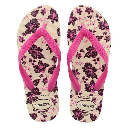 SANDALIA HAVAIANAS COLOR FLORAL BEGE PALHA 41 2