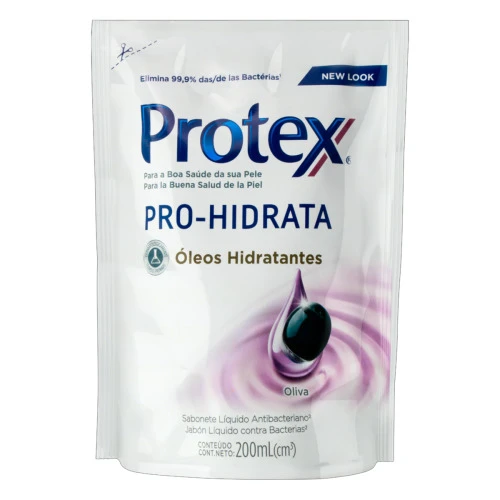 SABONETE LÍQUIDO ANTIBACTERIANO OLIVA PROTEX PRO HIDRATA SACHÊ 200ML REFIL