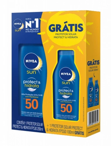 KIT PROTETOR SOLAR NÍVEA SUN FPS 50 200ML + PROTETOR SOLAR 100ML