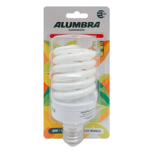LAMPADA FLUORESCENTE ESPIRAL MINI T2 25W 127V BR 8000H ALUMBRA